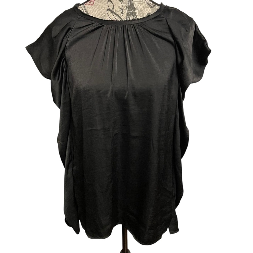 BCBGMaxAzria Black Satin Blouse